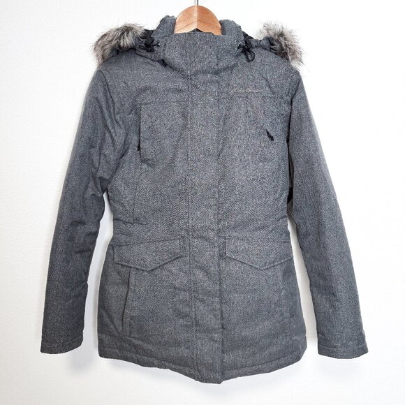 Eddie Bauer Weather Edge 650 Down Gray Hooded Parka Coat Women's Size XS